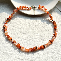Carnelian Beachy Purple Crystal Collar Necklace for Women - Unique Stone Chips and Beads Jewelry