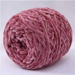 Pale Violet Red Wool Chenille Yarn, Velvet Cotton Hand Knitting Threads, for Baby Sweater Scarf Fabric Needlework Craft, Pale Violet Red, 5mm, 95~100g/skein