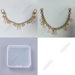 Light Gold 2 шт. 2 стили розовая цинковая эмалевая подвеска в виде банта в форме сердца цепочка для кошелька, с поворотными застежками сплава, золотой свет, 205~210 мм, 1 шт / стиль