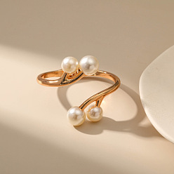 SZ60010-1 Модный браслет из ювелирного сплава с двухслойным жемчугом - асимметричный, полуоткрытый браслет.