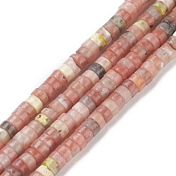 Plum Blossom Jasper Natural Blossom Stone Beads Strands, Heishi Beads, Flat Round/Disc, 4~4.5x2.5mm, Hole: 0.7mm, about 167pcs/strand, 15.43 inch(39.2cm)