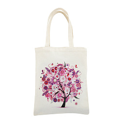 Tree DIY Reusable Shopping Bag Diamond Painting Kits, Including Resin Rhinestones, Pen, Tray & Glue Clay, Tree Pattern, 350x280mm
