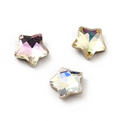 Mixed Color K9 Glass Rhinestone Cabochons, Flat Back & Back Plated, Faceted, Star, Mixed Color, 5x5x2mm