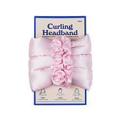 Rose Nacré Tissu et éponge cheveux longs rouleau boucles outils de coiffure ensembles, bandeau de tige de curling de cheveux sans chaleur pour les femmes, perle rose, 900x25mm