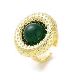 Темно-серый Плоское круглое открытое кольцо-манжета из смолы, настоящие позолоченные украшения из латуни для женщин, темно-серый, 18 мм, регулируемый