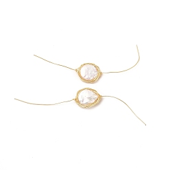Real 14K Gold Plated Brass Pearl Beads Findings, Wire Wrapped, Flat Round, Real 14K Gold Plated, 90~116mm