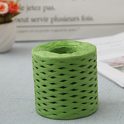 Green Raffia Ribbon, Packing Paper String, Raffia Twine Paper Cords for Gift Wrapping and Weaving, Green, 3~4mm, about 218.72 Yards(200m)/Roll