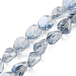 Light Steel Blue Pearl Luster Plated Electroplate Transparent Glass Beads Strands, Faceted Polygon, Light Steel Blue, 7.5x6x6.8mm, Hole: 1mm, about 90pcs/strand, 26.85 inch(68.2cm)