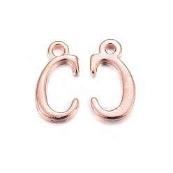 Letter C Rose Gold Plated Alloy Letter Pendants, Rack Plating, Cadmium Free & Lead Free, Letter.C, 15x8x2mm, Hole: 1.5mm