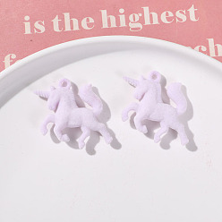 Лиловый Подвески из флокированной смолы, очарование единорога, сирень, 32x42 мм