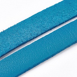 Deep Sky Blue Single-sided Flat Faux Suede Cord, Faux Suede Lace, Deep Sky Blue, 10x1.5mm, about 1.09 yards(1m)/strand