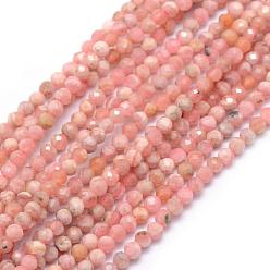 Rhodochrosite Natural Rhodochrosite Beads Strands, Faceted, Round, 2mm, Hole: 0.5mm, about 150pcs/strand, 15.35 inch(39cm)
