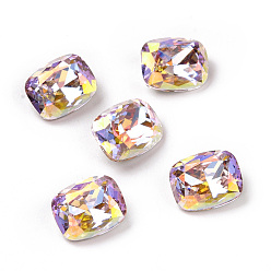 Розовый Светлый стиль ab k9 стеклянные кабошоны, задние и задние, граненые, прямоугольник восьмиугольник, светло-розовый, 10x8x4.2 мм