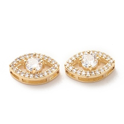 Прозрачный Стойки обшивки латунь кубического циркония многожильных ссылки, без кадмия и без свинца, долговечное покрытие из настоящего золота 18 k, глаз, прозрачные, 14x8.5x6.5 мм, отверстие : 11x6 мм