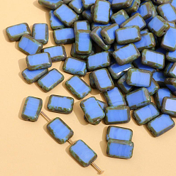 Royal Blue Czech Glass Beads, Rectangle, Royal Blue, 12x8mm, Hole: 1.2mm