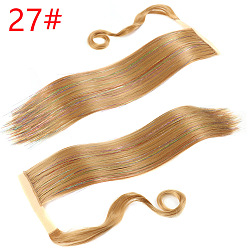 27# Magic Tape Wrapped Golden Straight Hair Ponytail Extension with Volume and Natural Look for Women