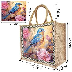 Bird Diamond Painting DIY Hand Bag Kits, Gunny Bag, Bird, 305x255x145mm