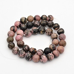 Rhodonite Round Natural Rhodonite Beads Strands, 6mm, Hole: 1mm, about 60pcs/strand, 15.5 inch