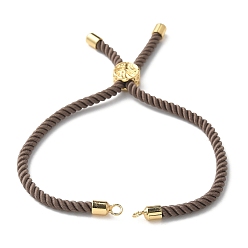 Розово-Коричневый Изготовление браслетов из хлопка, с латунной фурнитурой , плоские круглые с дерева жизни, реальный 18 k позолоченный, розово-коричневый, 8-5/8 дюйм (22 см), отверстие : 2 мм