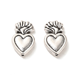 Antique Silver Tibetan Style Alloy Beads, Cadmium Free & Lead Free, Heart, Antique Silver, 15x10x3.5mm, Hole: 1.2mm, about 537pcs/1000g
