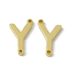 Letter Y Rack Plating Brass Connector Charms, Real 18K Gold Plated, Long-Lasting Plated, Cadmium Free & Nickel Free & Lead Free, Letter Links, Letter.Y, 14x9x1.5mm, Hole: 1mm