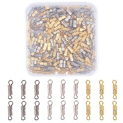 Platinum & Golden Iron Screw Clasps, Platinum & Golden, 14x3mm, Hole: 1.8mm, 2 colors, 100sets/color, 200sets/box