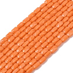 Оранжевый Непрозрачное стекло бисер нитей, прямоугольные, граненые, оранжевые, 7x4.5x3.5 мм, отверстие : 0.9 мм, около 79~80 шт / нитка, 21.65''~22.24'' (55~56.5 см)