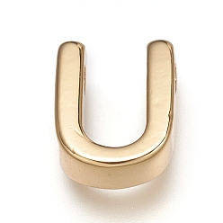 Letter U Brass Charms, Long-Lasting Plated, Real 18K Gold Plated, Letter.U, U: 8.5x6.5x3mm, Hole: 1.6mm