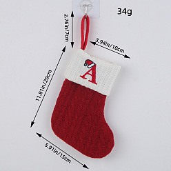 FF1-1/A Classic Red Letter Christmas Stocking Knitted Holiday Decoration Ornament