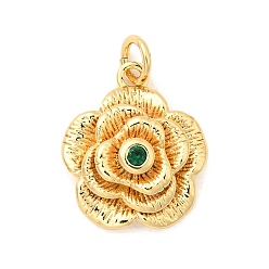 Зеленый Латунные микро проложить кубического циркония подвески, , долговечный, без кадмия и без свинца, реальный 18 k позолоченный, с целью перехода в кольце, зелёные, 17x14.5x6.5 мм, отверстие : 3.5 мм