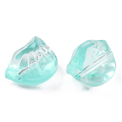 Turquoise Transparent Spray Painted Glass Beads, Dumplings, Turquoise, 10x13x9mm, Hole: 1.2mm