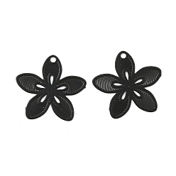 Черный Аэрозольная краска 430 подвески из нержавеющей стали, цветок, чёрные, 13x14x0.3 мм, отверстие : 1 мм