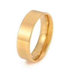 Золотой 201 кольца плоские плоские из нержавеющей стали, широкая полоса кольца, золотые, размер США 8, внутренний диаметр: 18 мм, 6 мм