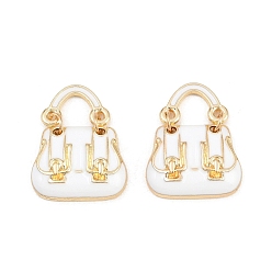 Белый Подвески из эмали и сплава, стойки покрытие, прелести мешков, без кадмия, без никеля и без свинца, золотые, белые, 26x20x5 мм, отверстие : 9x6.5 мм