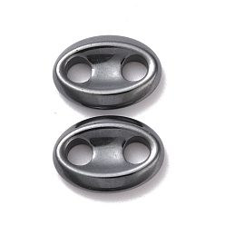 Hematite Plated Non-magnetic Synthetic Hematite Connector Charms, Oval, Hematite Plated, 13x18x3.5mm, Hole: 4.5mm