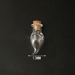 Clear Mini High Borosilicate Glass Bottle Bead Containers, Wishing Bottle, with Cork Stopper, Pepper, Clear, 2.9x1.3cm