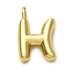 Letter H Латунные подвески, долговечный, стойки покрытие, без кадмия и без свинца, реальный 18 k позолоченный, Письмо ч, 15.5x10x4.5 мм, отверстие : 2.5 мм