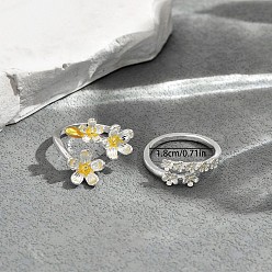 Silbern Silberfarbig Set mit offenen Manschettenringen aus einer Legierung, Blume, Silbern Silberfarbig, 18 mm, ca. 2 Stk. / Set