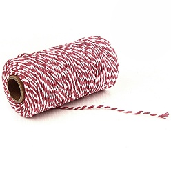 Crimson 100M Macrame 2-Ply Cotton Braid Thread, with Spool, Round, Crimson, 2mm, about 109.36 Yards(100m)/Roll