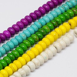 Mixed Color Synthetic Turquoise Beads Strands, Dyed, Rondelle, Mixed Color, 5x3mm, Hole: 1mm, about 140pcs/strand, 15.5 inch
