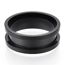 Electrophoresis Black 201 Stainless Steel Grooved Finger Ring Settings, Ring Core Blank, for Inlay Ring Jewelry Making, Electrophoresis Black, Inner Diameter: 19mm, 8mm