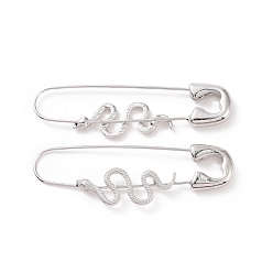 Platinum Alloy Safety Pin with Snake Hoop Earrings for Women, Platinum, 50x14x3mm, Pin: 0.6mm