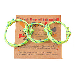 Зелено-Желтый 3шт. 3 стили полиэстер браслеты для первого дня школы, набор семейных браслетов «мама, папа и я», с бумажной карточкой, зеленый желтый, 4-3/4 дюйм (12 см)