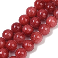 (123L) Белый крем непрозрачный блеск Естественно Mashan нефрита круглые бусины нити, окрашенные, огнеупорный кирпич, 10 мм, отверстие : 1 мм, около 41 шт / нитка, 15.7 дюйм