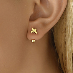 Золотой Модные 201 ушные беруши в форме бабочки из нержавеющей стали, серьги с завинчивающейся спинкой для женщин, золотые