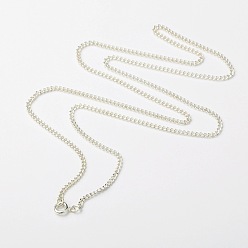 Silver Iron Twisted Chains Necklace Making, with Brass Spring Ring Clasps, Silver Color Plated, 24 inch