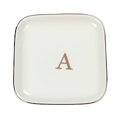 Letter A Керамическая ювелирная тарелка, лоток для хранения, органайзер для косметических украшений, квадратный, буква a, 110x110x15 мм
