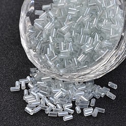 Clear Transparent Colours Pearl Luster Plated Round Hole Glass Bugle Beads, Clear, 2~5x1.8~2mm, Hole: 0.8mm, about 12000pcs/450g
