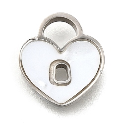 Нержавеющая Сталь Цвет 304 подвески-замки в форме сердца из нержавеющей стали, с пластиковой имитацией оболочки, цвет нержавеющей стали, 9.5x9x1.5 мм, отверстие : 2.5x3 мм