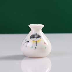 Black Porcelain Vase Miniature Ornaments, Micro Landscape Home Dollhouse Accessories, Pretending Prop Decorations, Black, 44x48mm